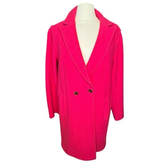 J Crew Coat Daphne Topcoat Size 14 Italian Boiled Wool in Hot Pink Fuchsia - Picture 1 of 6